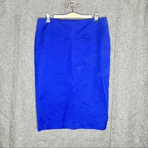 Bold blue pencil skirt
